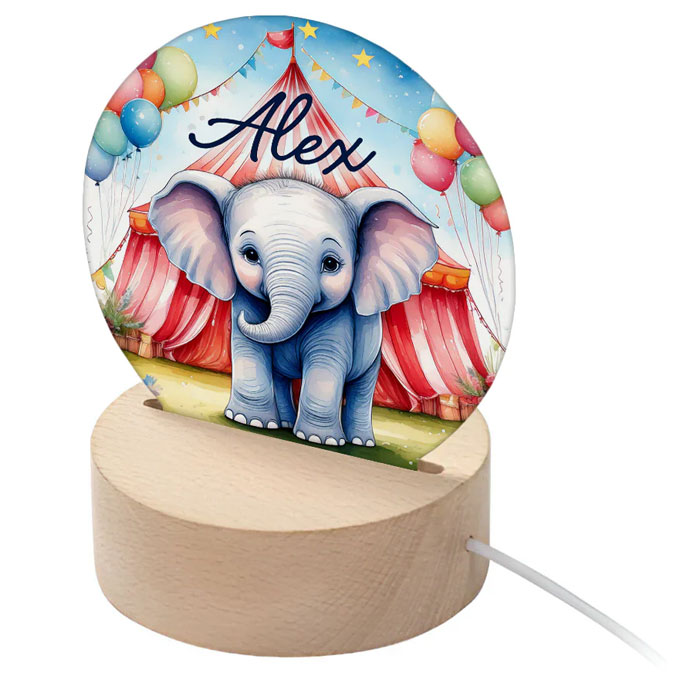 Personalised Kid's Circus Elephant LED Night Light