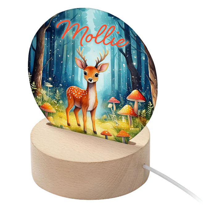 Personalised Kid's Woodland Deer LED Night Light