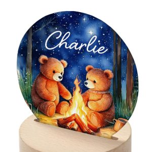 Personalised Kid's Woodland Teddy Bear LED Night Light