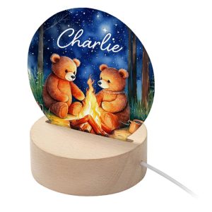 Personalised Kid's Woodland Teddy Bear LED Night Light