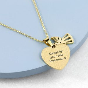 Personalised Gold Plated Guardian Angel Necklace