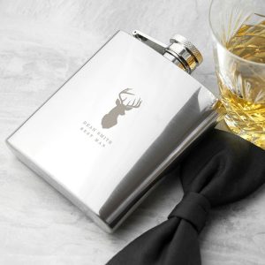 Engraved Stag 6oz Hip Flask Wedding Appreciation Gift