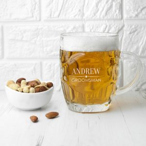 Personalised Wedding Party Dimpled Beer Glass