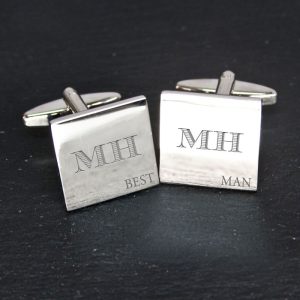 Engraved Pacific Style Best Man Silver Plated Cufflinks