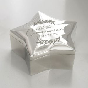 Silver Plated Personalised Holy Communion Star Trinket Box
