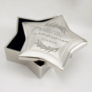 Silver Plated Personalised Holy Communion Star Trinket Box