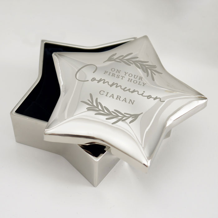 Silver Plated Personalised Holy Communion Star Trinket Box
