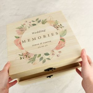 Personalised Floral Wedding Wooden Keepsake box