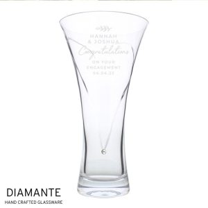 Personalised Botanical Hand Cut Diamond Effect Heart Vase