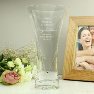 Personalised Botanical Hand Cut Diamond Effect Heart Vase