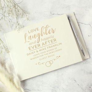 Personalised Happily Ever After Wedding Hardback Guest Book