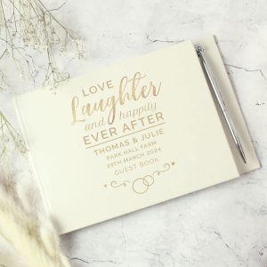 Personalised Happily Ever After Wedding Hardback Guest Book