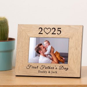 Bespoke First Father's Day year Wooden 6x4 Inch Photo Frame