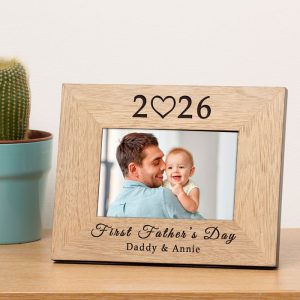 Bespoke First Father's Day year Wooden 6x4 Inch Photo Frame
