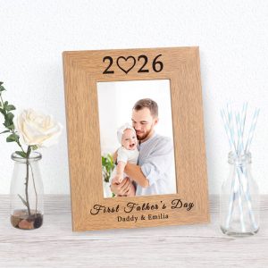 Bespoke First Father's Day year Wooden 6x4 Inch Photo Frame