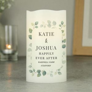 Personalised Botanical Free Text LED Wedding Candle