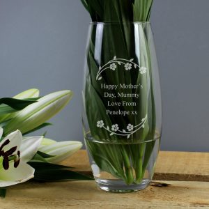 Personalised Floral Bullet Glass Vase - Retirement, Birthday