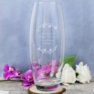 Personalised Floral Bullet Glass Vase - Retirement, Birthday