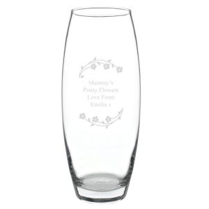 Personalised Floral Bullet Glass Vase - Retirement, Birthday
