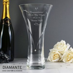 Personalised Large Hand Cut Little Hearts Glass Vase