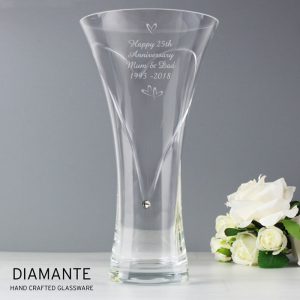 Personalised Large Hand Cut Little Hearts Glass Vase