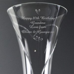 Personalised Large Hand Cut Little Hearts Glass Vase