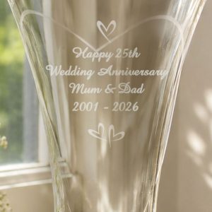 Personalised Large Hand Cut Little Hearts Glass Vase