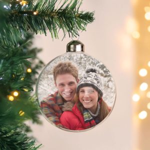 Personalised Photo Upload Glass Christmas Tree Bauble