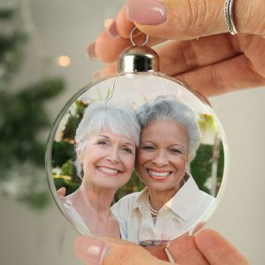 Personalised Photo Upload Glass Christmas Tree Bauble