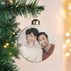 Personalised Photo Upload Glass Christmas Tree Bauble