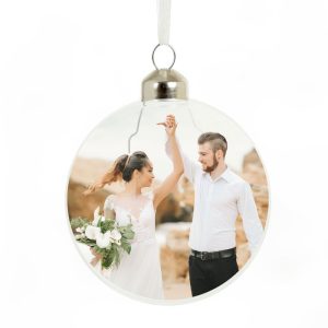 Personalised Photo Upload Glass Christmas Tree Bauble