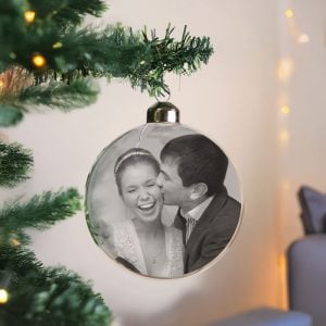 Personalised Photo Upload Glass Christmas Tree Bauble