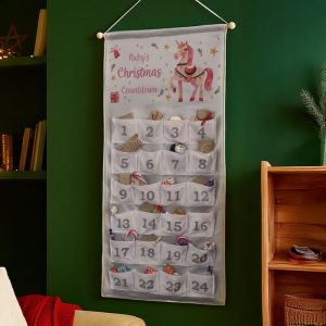 Girl's Personalised Unicorn Fabric Christmas Advent Calendar