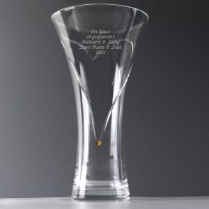 Personalised Large Hand Cut Gold Crystal Heart Vase