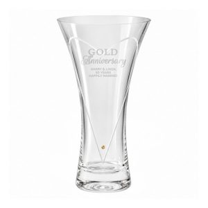 Personalised Gold Anniversary Hand Cut Large Heart Vase