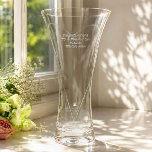 Personalised Large Hand Cut Glass Heart Vase