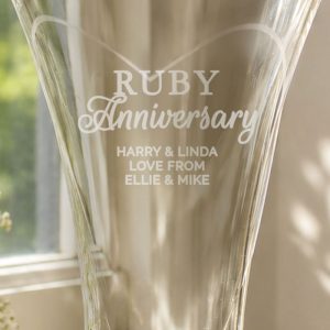 Personalised Ruby Anniversary Large Hand-Cut Heart Vase