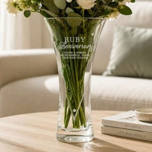 Personalised Ruby Anniversary Large Hand-Cut Heart Vase
