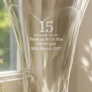 Personalised Birthday or Anniversary Heart Vase With Crystal