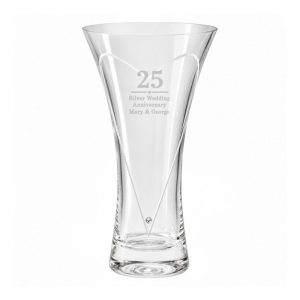 Personalised Birthday or Anniversary Heart Vase With Crystal