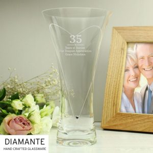 Personalised Birthday or Anniversary Heart Vase With Crystal