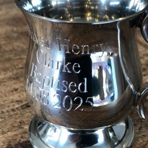 Personalised Engraved Georgian Pewter Baby Christening Mug