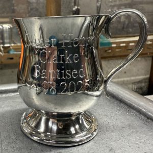 Personalised Engraved Georgian Pewter Baby Christening Mug