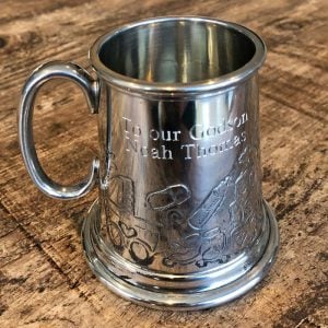 Personalised Godchild Quarter Pint Pewter Christening Mug