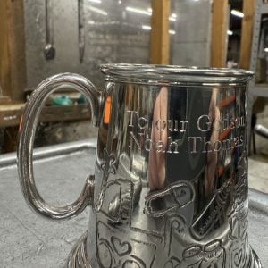 Personalised Godchild Quarter Pint Pewter Christening Mug
