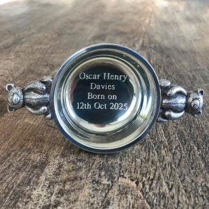 Personalised Engraved Teddy Handle Pewter Quaich