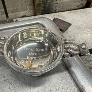 Personalised Engraved Teddy Handle Pewter Quaich