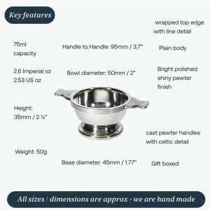 Personalised Engraved Extra Small Pewter Quaich