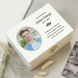 Personalised Photo Upload Memorial Keepsake Box Any Text