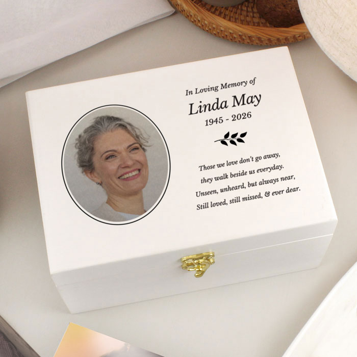 Personalised Photo Upload Memorial Keepsake Box Any Text